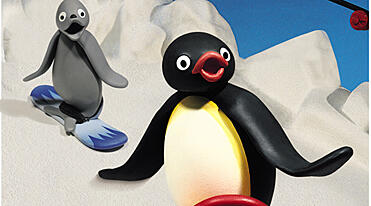 Pingu på snowboard